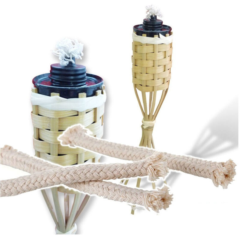 foto del prodotto trade shop traesio stoppino in cotone lungo cm 30 per le torce in bamboo 6 pezzi giardino ferr 