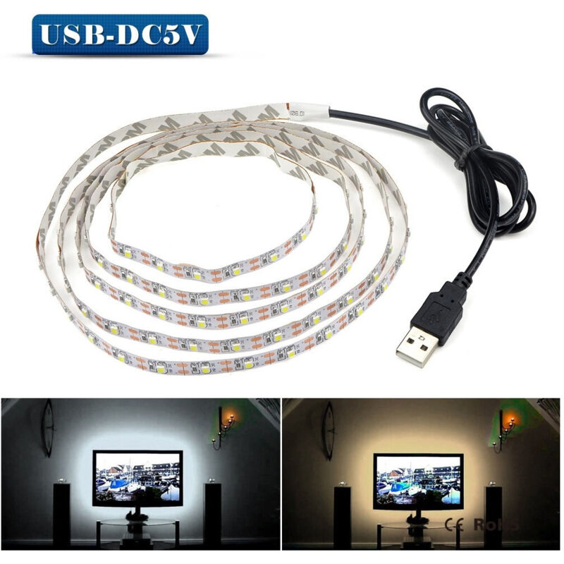 foto del prodotto trade shop traesio strip led gialla striscia 90cm con attacco usb per retroilluminazione televisore 