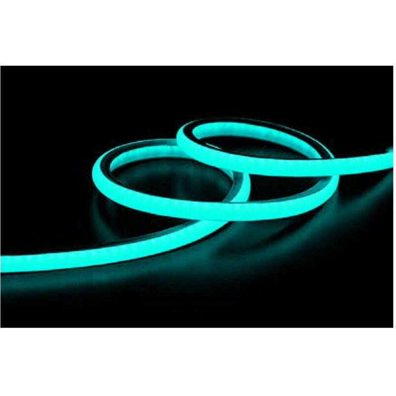 foto del prodotto trade shop traesio strip led neon flessibile striscia decorativa 5 mt ip65 luce celeste u 12v ce 