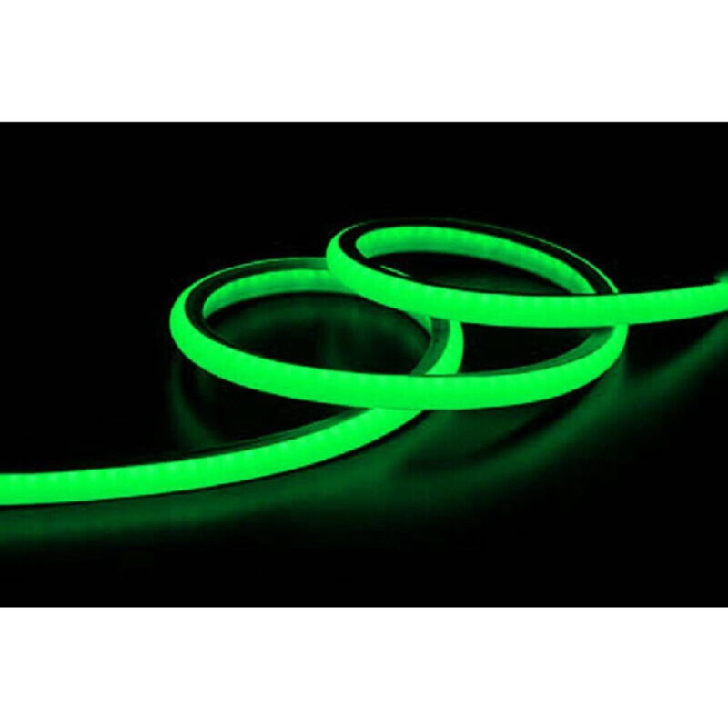 foto del prodotto trade shop traesio strip led neon flessibile striscia decorativa 5 mt ip65 vari toni di luce u 12v verde 
