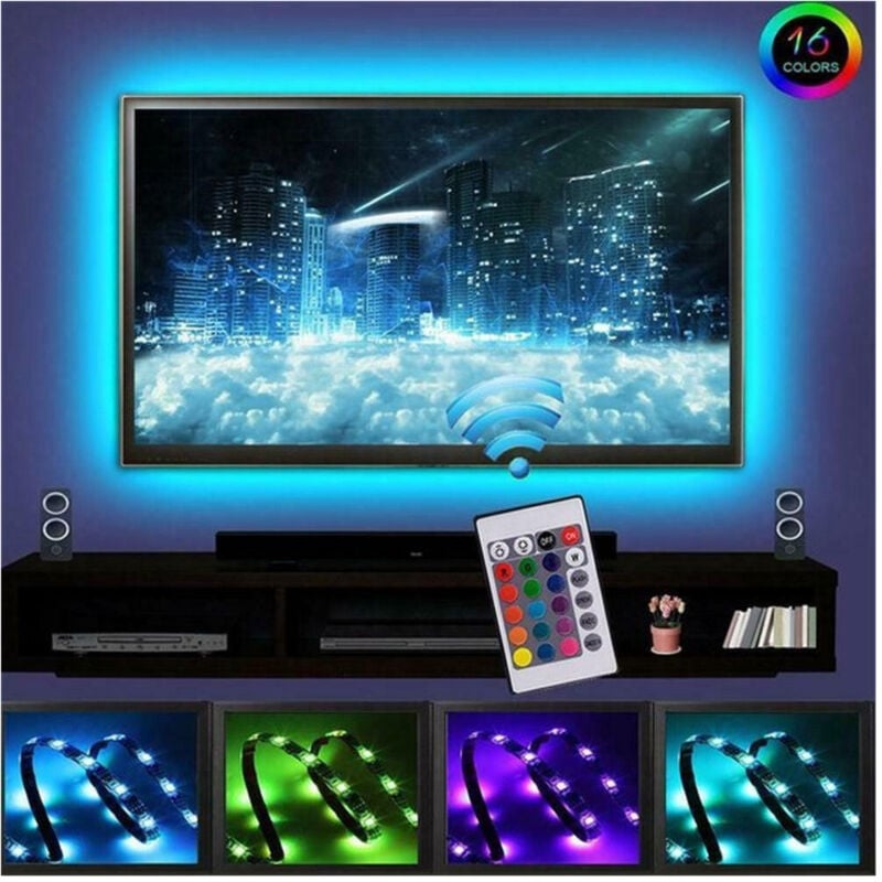 foto del prodotto trade shop traesio strip led striscia usb 100cm l5 6.48w 5v per retroilluminazione televisore tv 