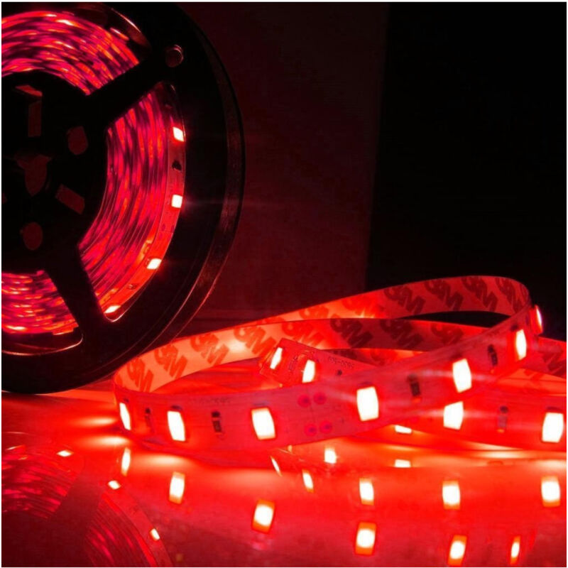foto del prodotto trade shop traesio strip smd bobina striscia led 5050 flessibile 5mt adesiva interno esterno ip65 rosso 