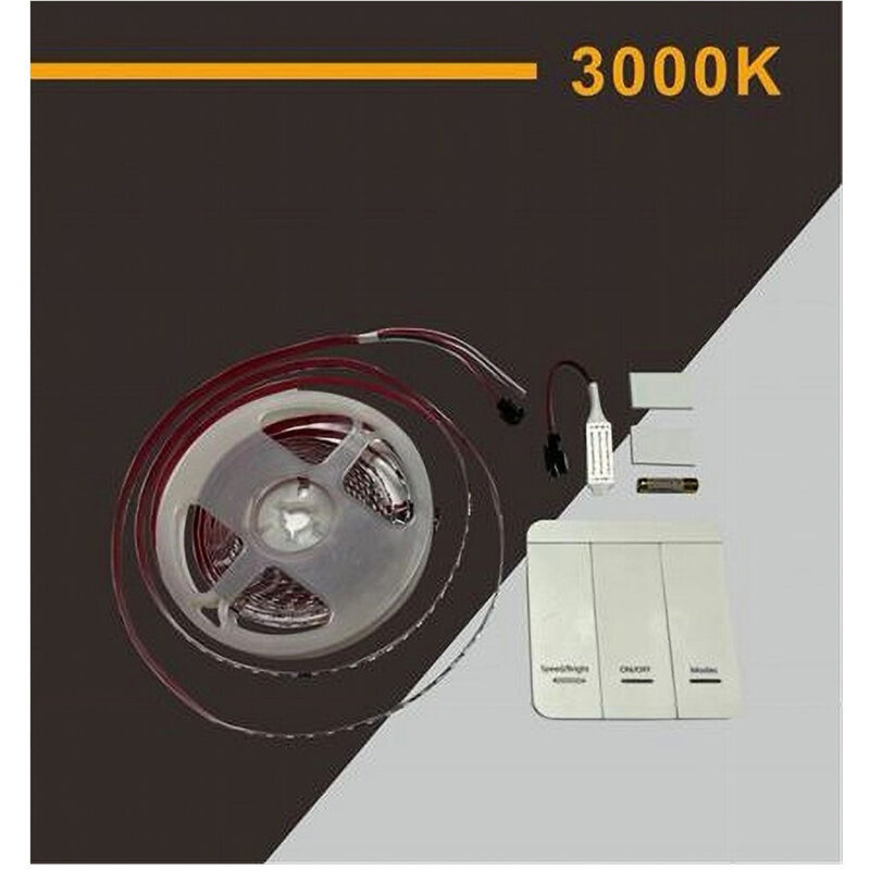 foto del prodotto trade shop traesio strip striscia led 2835 flessibile dc 24v 10 giochi luce ip20 5 mt w2835 24 120 bianco caldo 