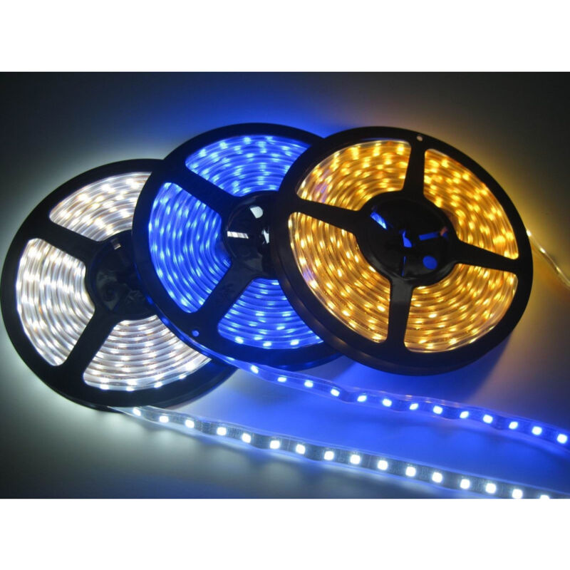 foto del prodotto trade shop traesio strip striscia led 5m 3528 5050 5630 300 led impermeabile fredda calda rgb bianco freddo smd 3528 1 ampere 
