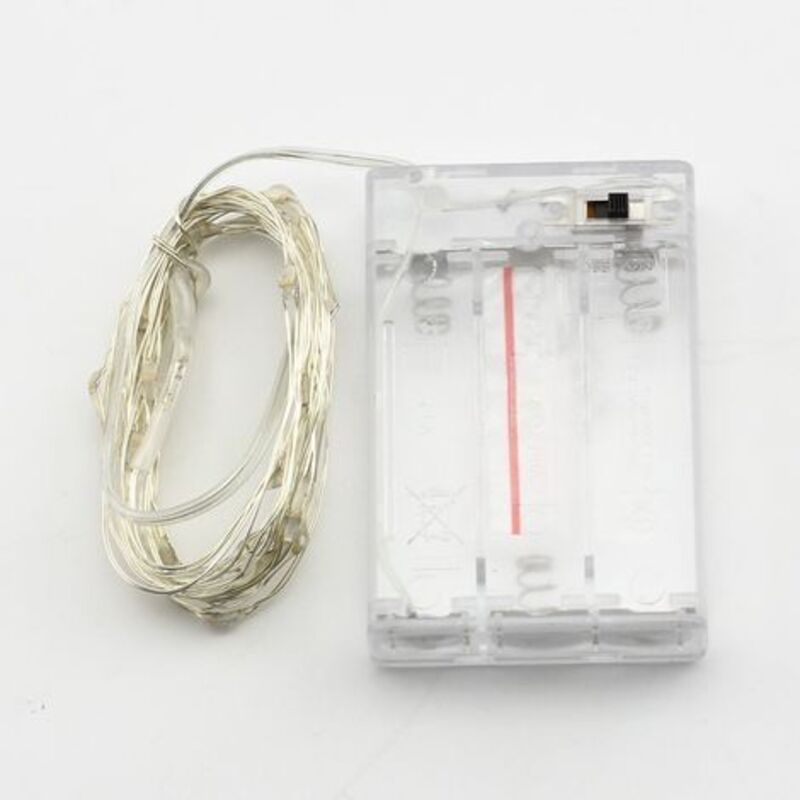 foto del prodotto trade shop - traesio - striscia 3 metri strip led bobina flessibile a batterie filo di rame luce - -bianco caldo -