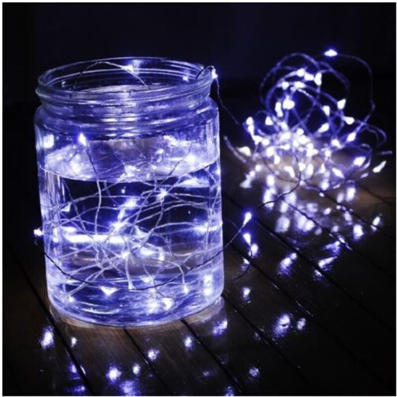 foto del prodotto trade shop - traesio - striscia 3 metri strip led bobina flessibile a batterie filo di rame luce - -bianco freddo -