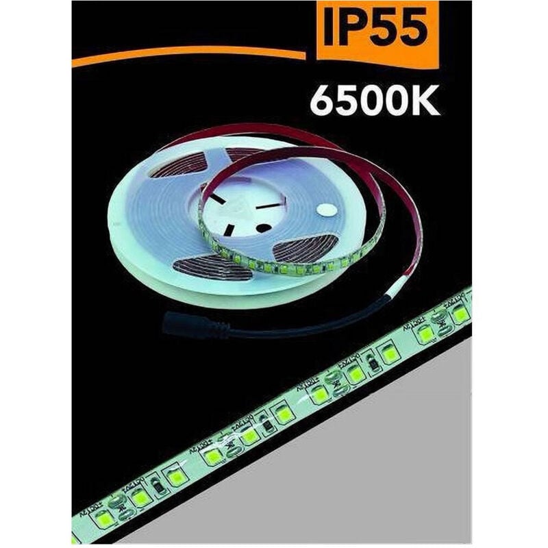 foto del prodotto trade shop traesio - striscia led 2835 5mt bobina luce 4000k 3000k 6500k waterprof ip55 2835-12v - -bianco freddo -