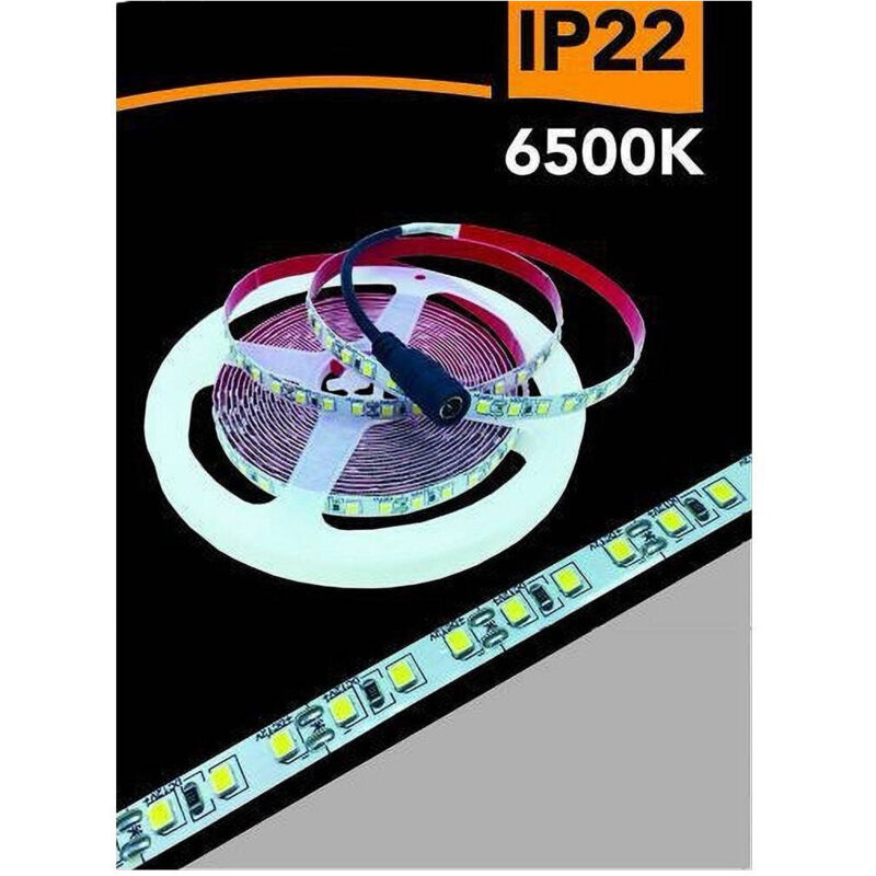 foto del prodotto trade shop traesio striscia led 2835 strip 5mt bobina luce 3000k 4000k 6500k blu ip22 2835 12v bianco freddo 