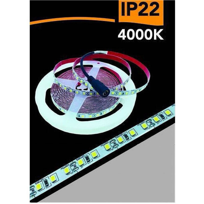 foto del prodotto trade shop traesio striscia led 2835 strip 5mt bobina luce 3000k 4000k 6500k blu ip22 2835 12v bianco naturale 