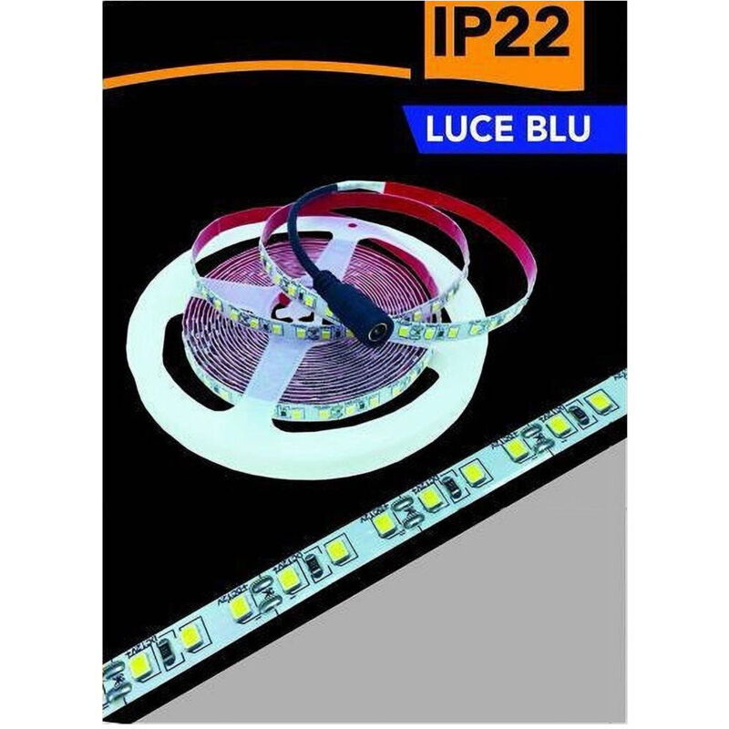 foto del prodotto trade shop traesio striscia led 2835 strip 5mt bobina luce 3000k 4000k 6500k blu ip22 2835 12v blu 