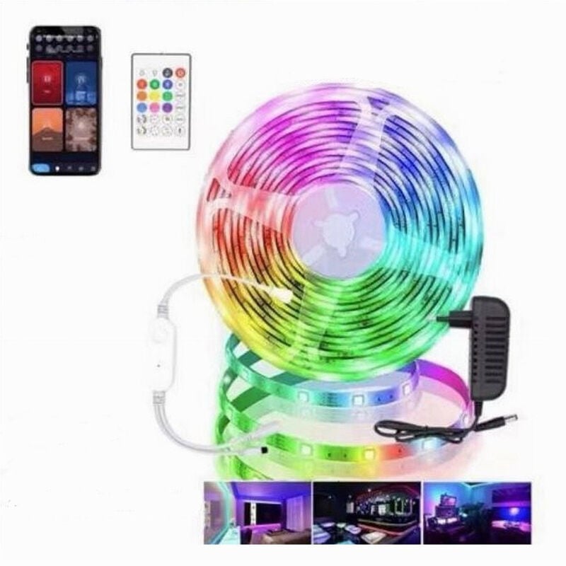 foto del prodotto trade shop traesio - striscia led digitale intelligente wifi kit 3mt 10w sincronizzazione musica xz-d033 -