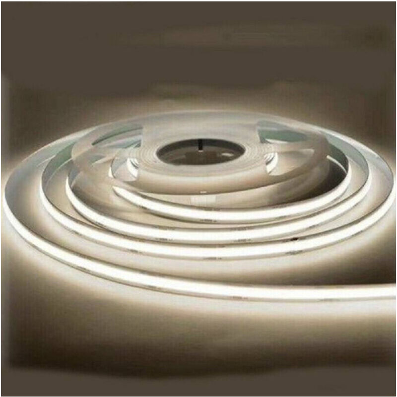 foto del prodotto trade shop traesio striscia led flessibile strip led cob 24v 10mt luce fredda calda naturale 24vcob bianco freddo 
