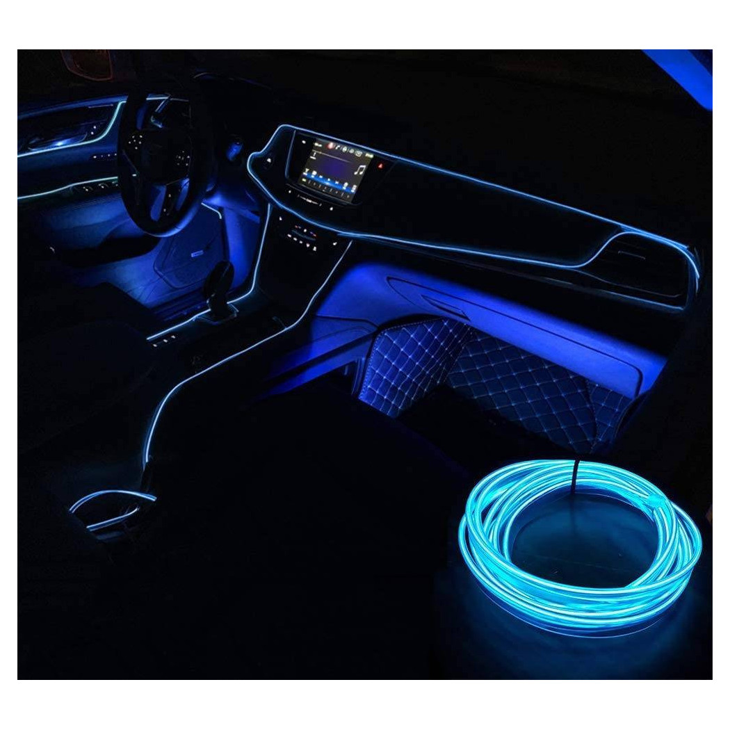 foto del prodotto trade shop traesio striscia led fluorescente blu neon 12v 14w illuminazione luci ambiente auto 