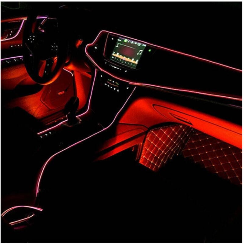 foto del prodotto trade shop traesio striscia led fluorescente rosso luci ambiente neon 12v 14w illuminazione auto 