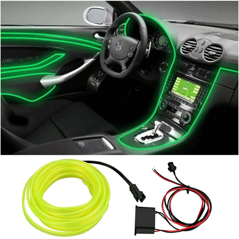 foto del prodotto trade shop traesio striscia led fluorescente verde ws1181 neon 12v 14w illuminazione interno auto 