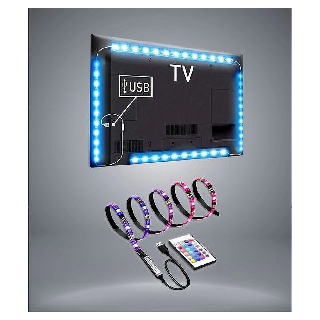 foto del prodotto trade shop traesio striscia led retroilluminazione tv monitor rgb smd 5050 5 mt usb dc5v 5050rgb 5v 