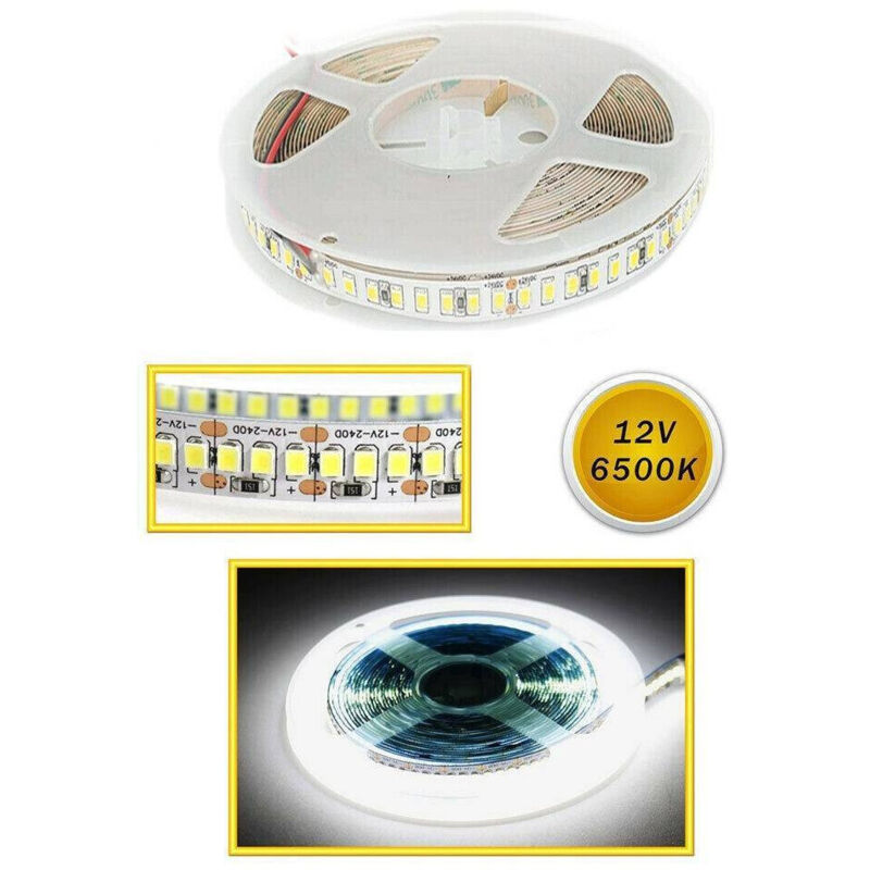 foto del prodotto trade shop traesio striscia led smd 2835 strip 5 mt bobina luce naturale calda fredda 2835 12v bianco freddo 