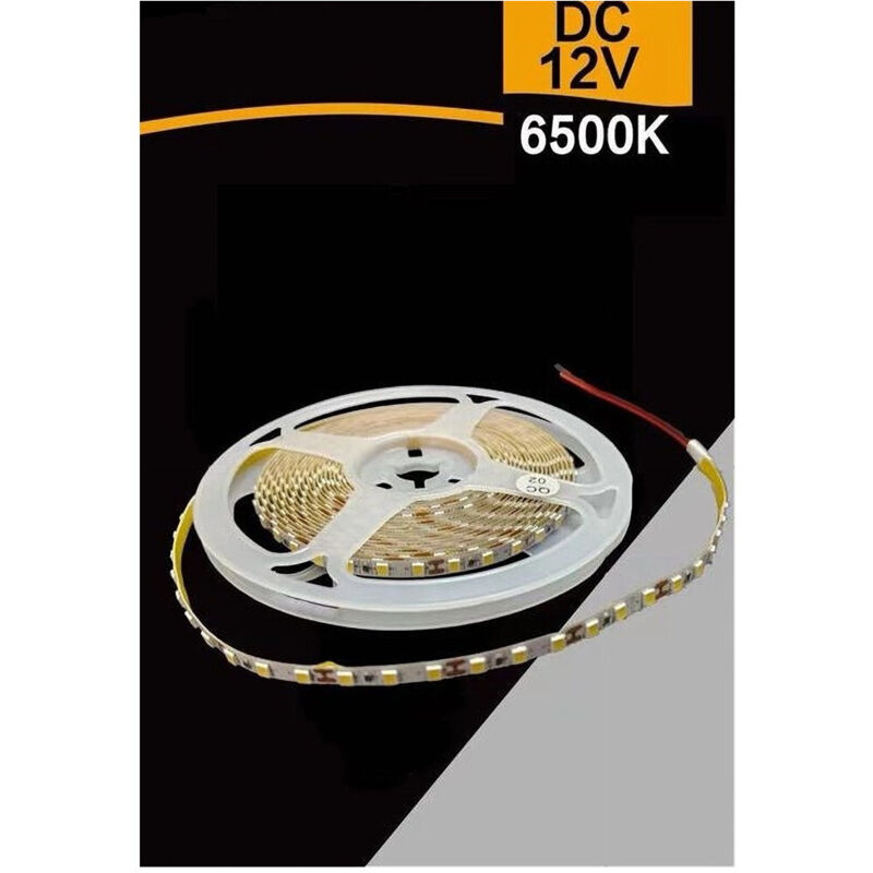 foto del prodotto trade shop traesio striscia led smd 2835 strip 5 mt dc 12v luce 6500k 3000k 4000k ip20 2835 12v 5mm bianco freddo 
