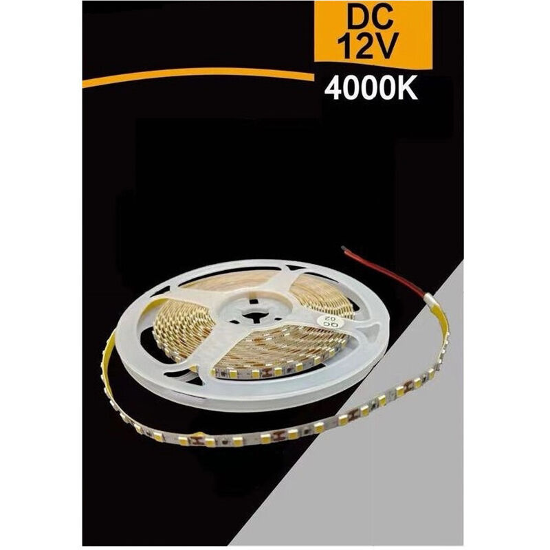 foto del prodotto trade shop traesio striscia led smd 2835 strip 5 mt dc 12v luce 6500k 3000k 4000k ip20 2835 12v 5mm bianco naturale 