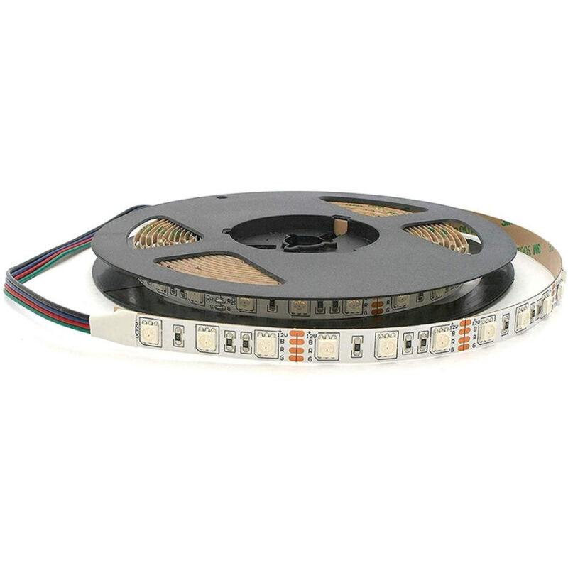foto del prodotto trade shop traesio striscia strip led 5050 60led mt rgb 12v 7w mt bobina 5 metri ip20 5050 l rgb 