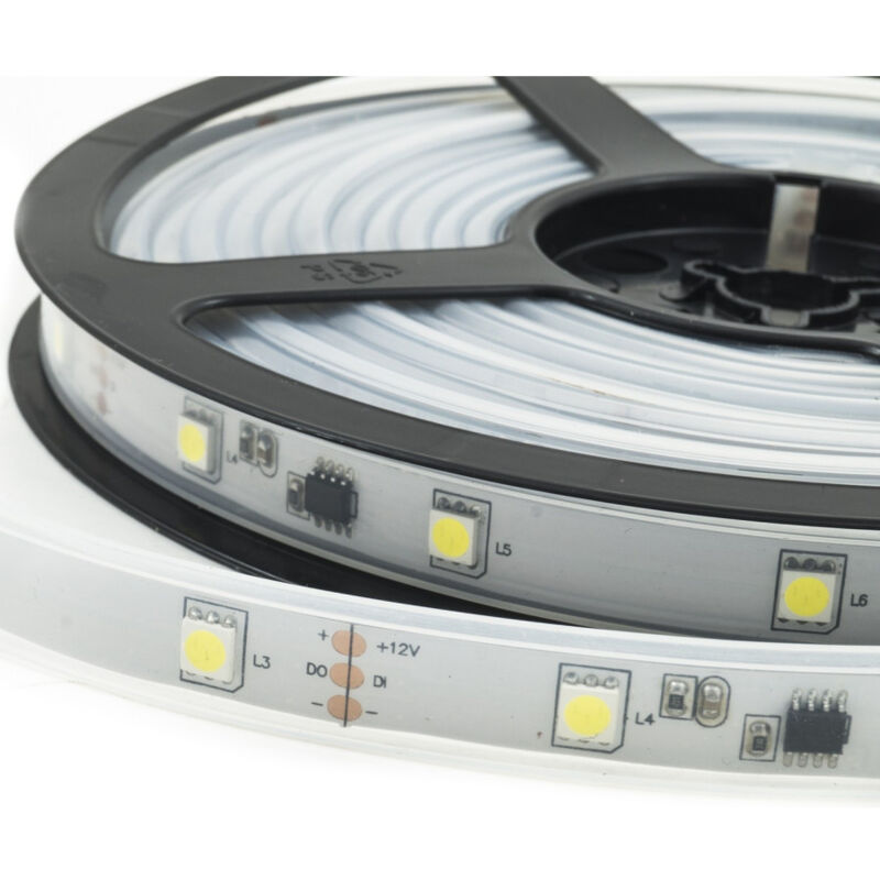 foto del prodotto trade shop traesio striscia strip led multieffect smd 5050 150 smd flessibile luce colorata ip 20 blu 