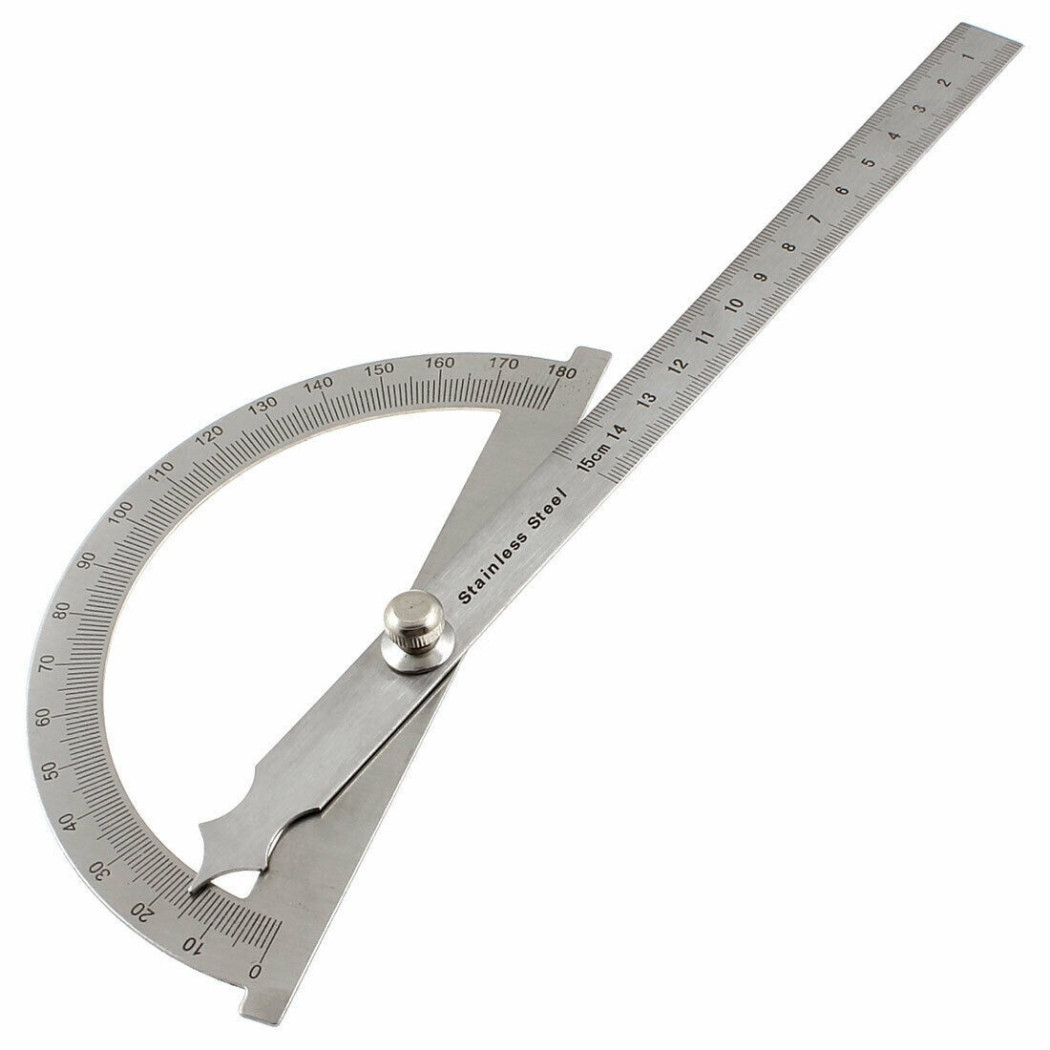 foto del prodotto trade shop traesio strumento di misurazione angoli a stecca righello goniometro scalimetro 150mm 