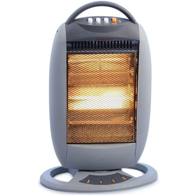 foto del prodotto trade shop traesio - stufa alogena a tre potenze 1200 w con funzione oscillante rotante basso consumo -