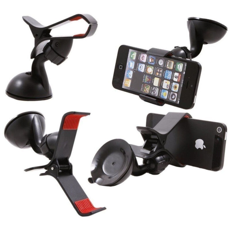 foto del prodotto trade shop traesio supporto auto universale ventosa a pinza per smartphone cellulare navigatore 