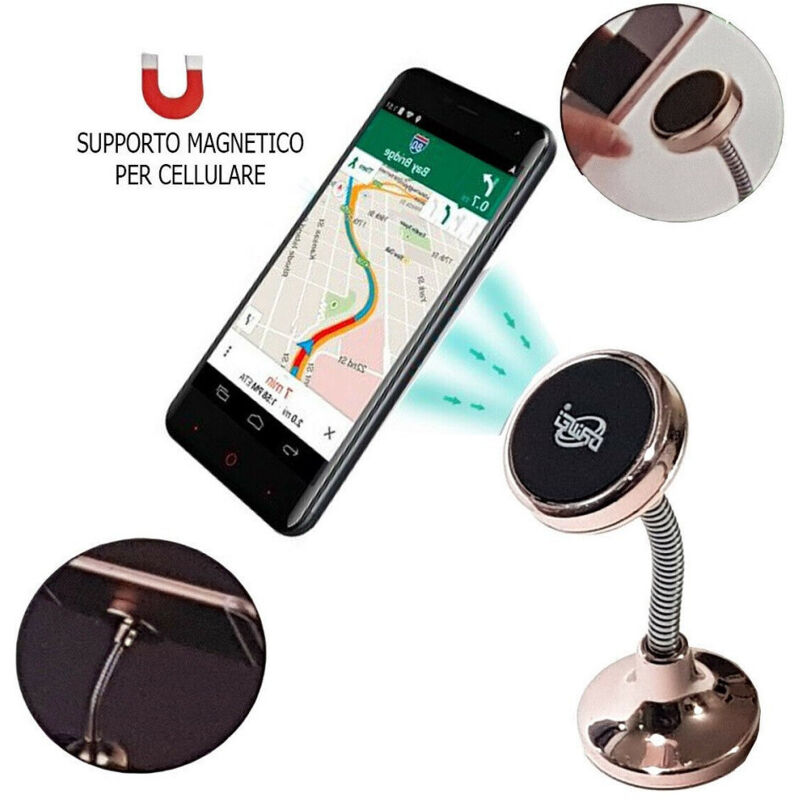 foto del prodotto trade shop traesio supporto magnetico per cellulare auto adesivo smartphone flessibile casa ld 9069 