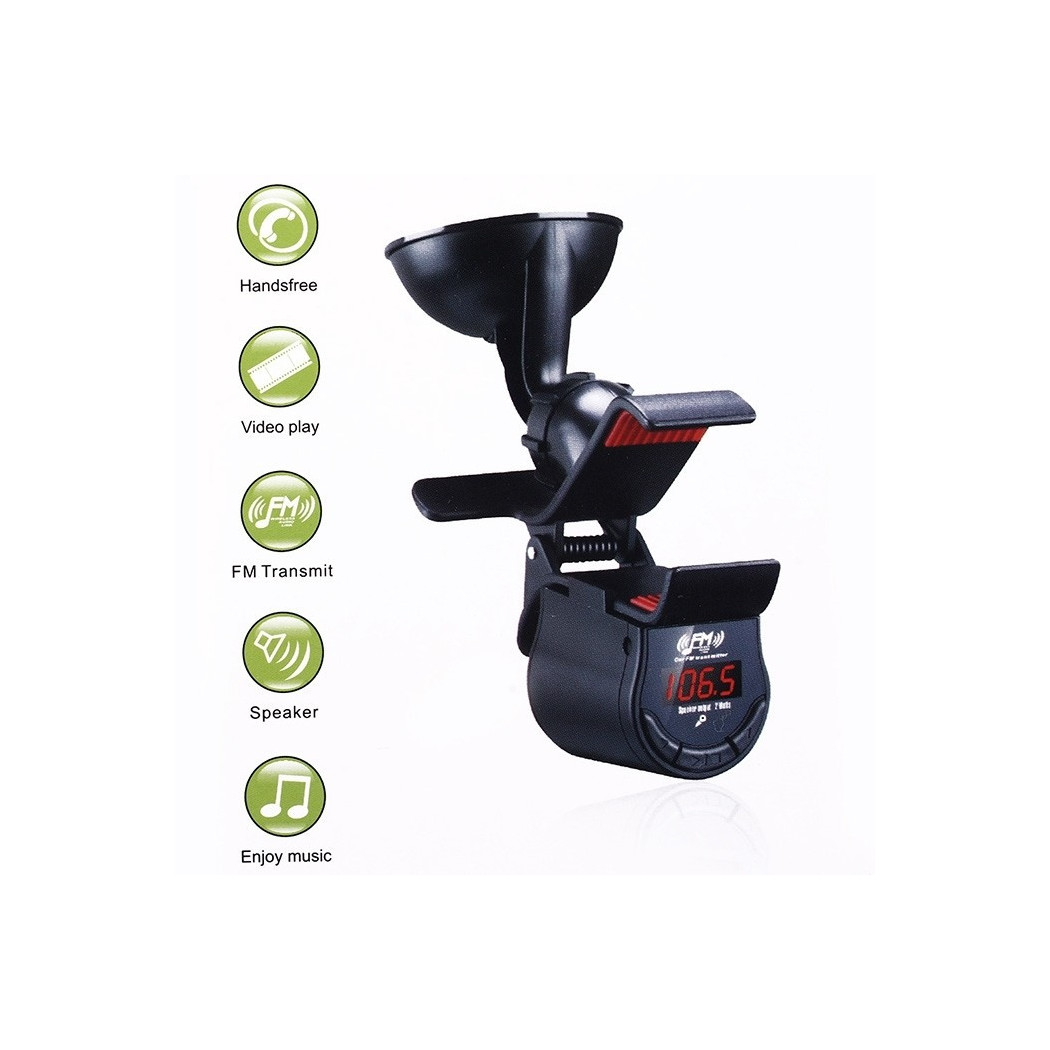 foto del prodotto trade shop traesio supporto per auto vivavoce trasmettitore fm universale altoparlante display 