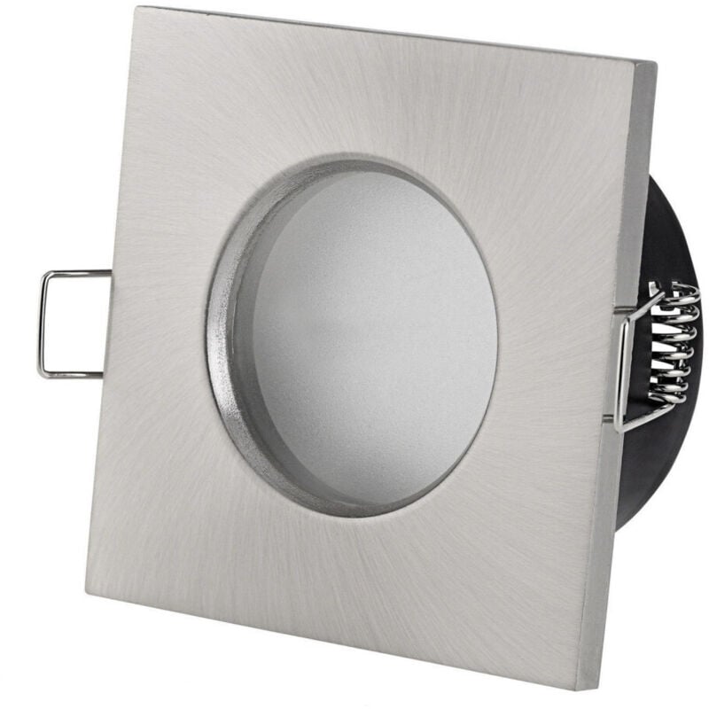 foto del prodotto trade shop traesio supporto porta faretto da incasso lampadine led mr16 par16 quadrato acciaio 75mm 