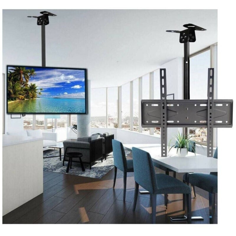 foto del prodotto trade shop traesio supporto soffitto per tv staffa braccio regolabile da 26 a 60 pollici max 55 kg 