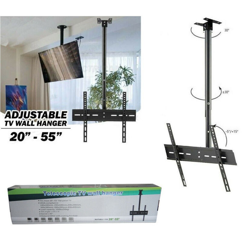 foto del prodotto trade shop traesio supporto staffa tv televisore lcd plasma led da 20 a 55 pollici da soffitto 807a 