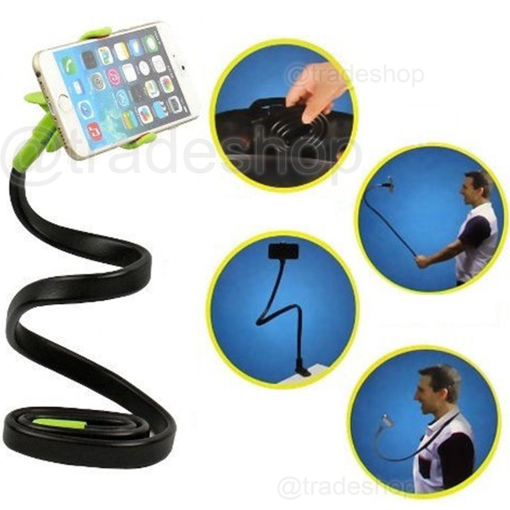 foto del prodotto trade shop traesio supporto stand da tavolo collo selfie smartphone cellulare pieghevole flessibile 