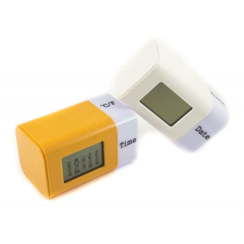 foto del prodotto trade shop traesio sveglia da tavolo 605 digitale rotante allarme lcd led con temperatura data ora 