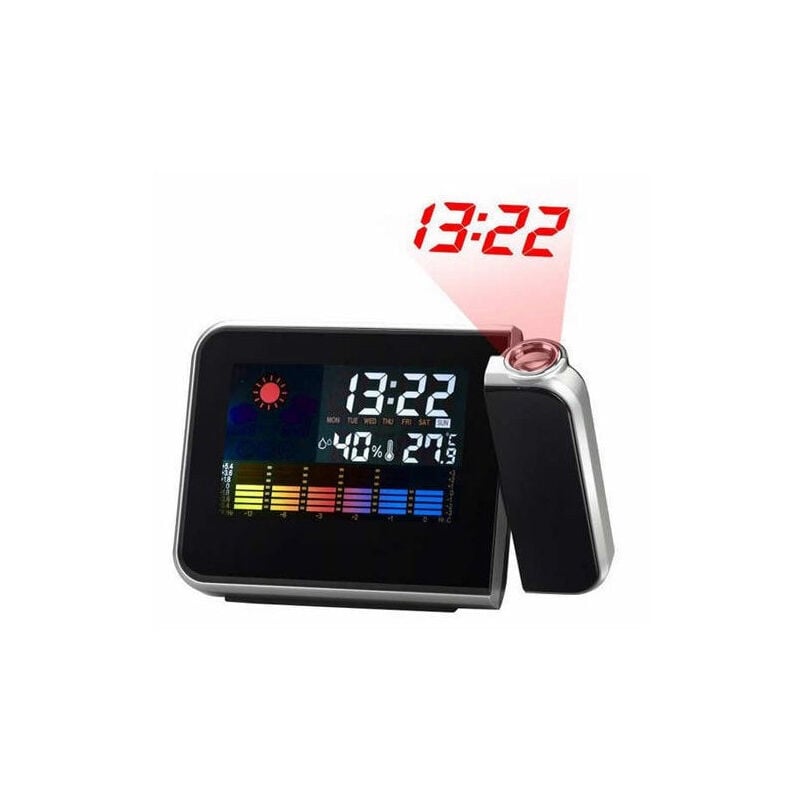 foto del prodotto trade shop traesio sveglia igrometro digitale laser orologio temperatura per umidita allarme data 