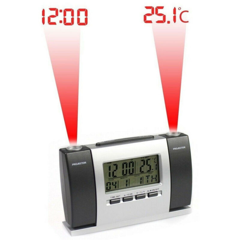foto del prodotto trade shop traesio sveglia orologio a proiezione ora temperatura schermo lcd data gradi proiettore 