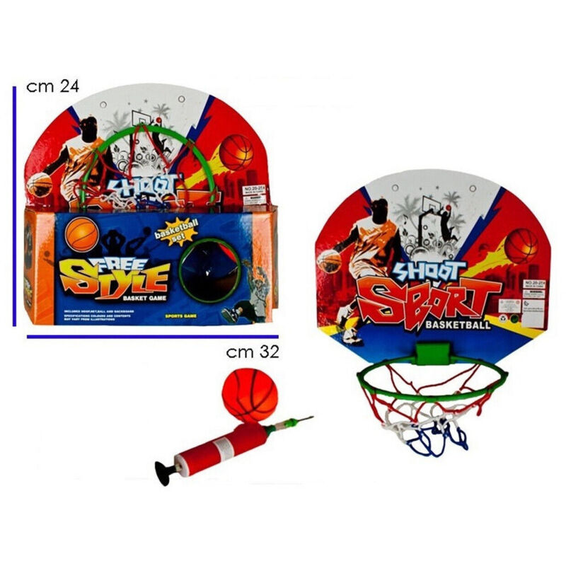 foto del prodotto trade shop traesio - tabellone basket palla pompa canestro da interno gioco basket casa cameretta -