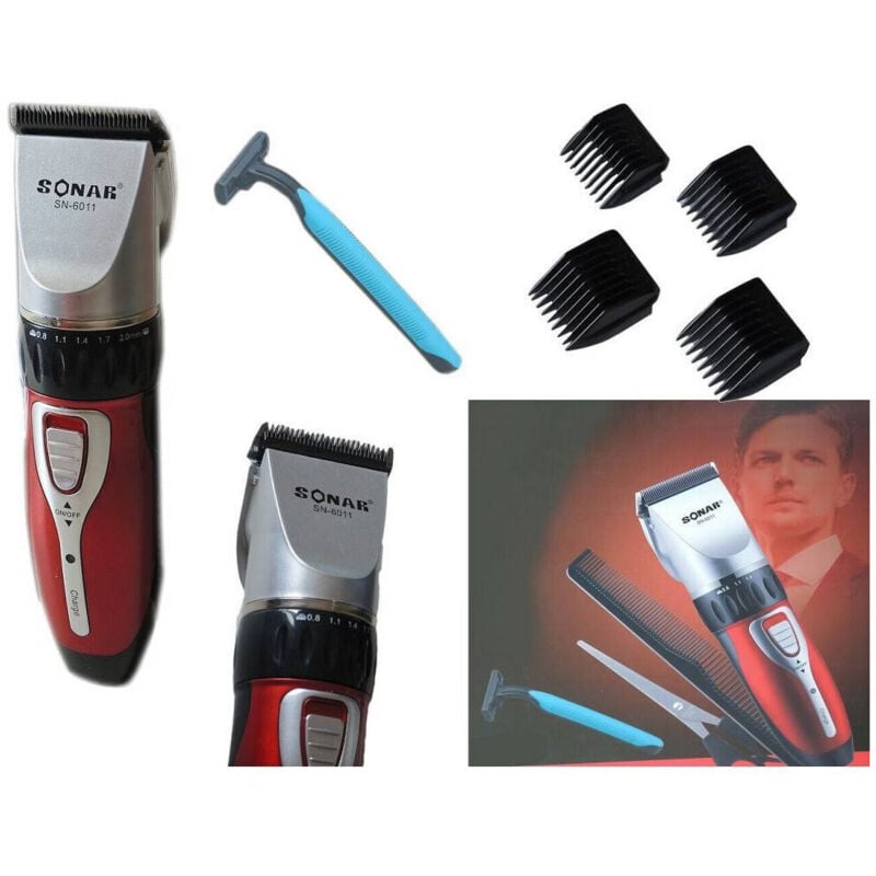 foto del prodotto trade shop traesio taglia capelli ricaricabile rasoio regola barba senza fili lama acciaio sn6011 