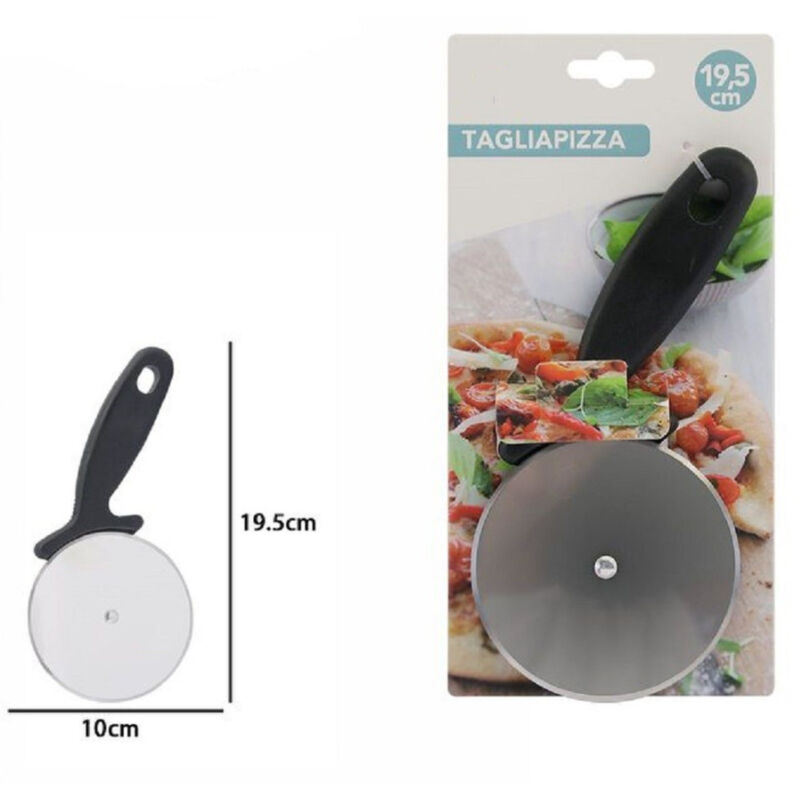 foto del prodotto trade shop traesio taglia pizza rotella lama liscia in acciaio manico antiscivolo 19.5x10cm 74168 