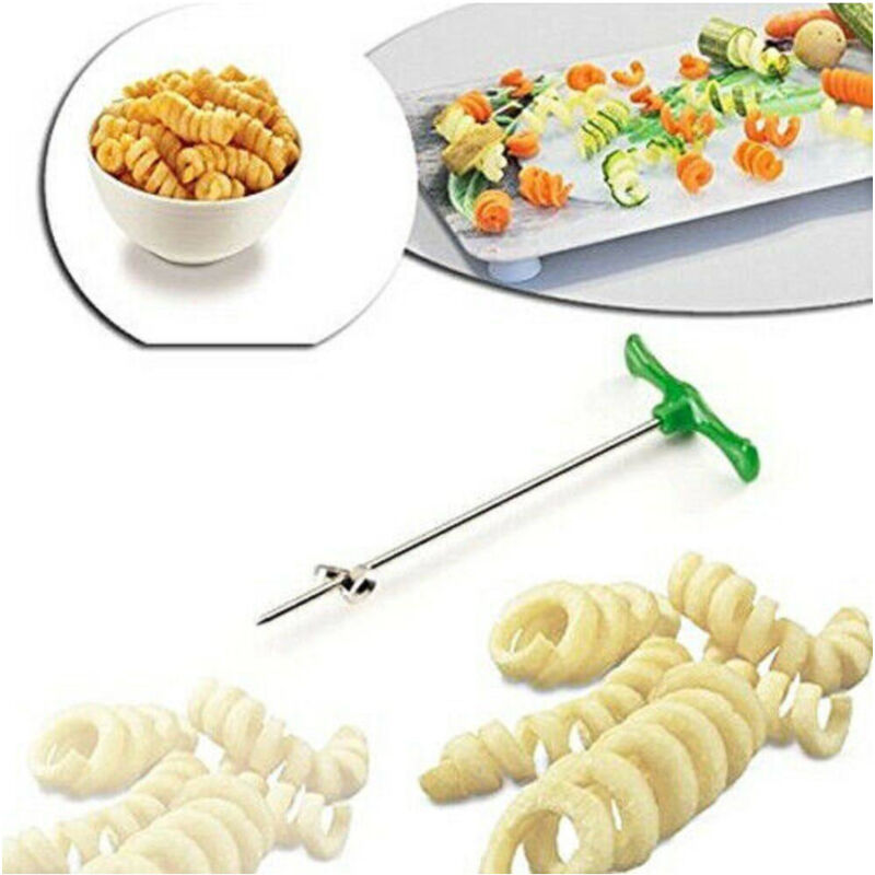 foto del prodotto trade shop traesio taglia sbuccia patate a ricciolo manuale asta spirale acciaio svuota ortaggi 