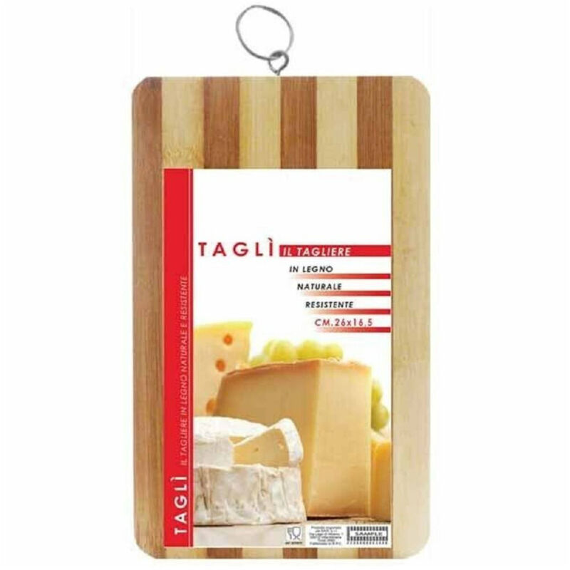 foto del prodotto trade shop traesio tagliere in legno naturale resistente per alimenti cucina casa 26x16,5 cm 