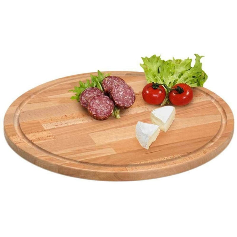 foto del prodotto trade shop traesio tagliere rotondo piatto vassoio in legno di faggio diametro 30cm salumi formaggi 