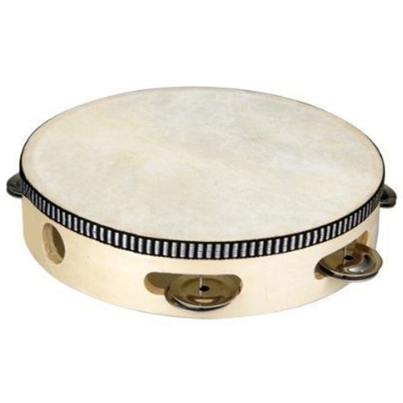foto del prodotto trade shop traesio tamburello tamburo con sonagli leggero in legno e pelle diametro 20cm cembalo 