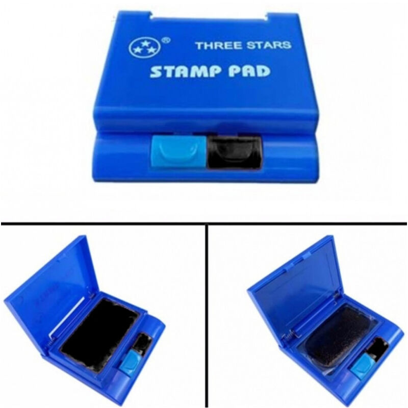foto del prodotto trade shop traesio tampone 2in1 inchiostro nero blu tasto colore 2 scomparti portatile per timbro 