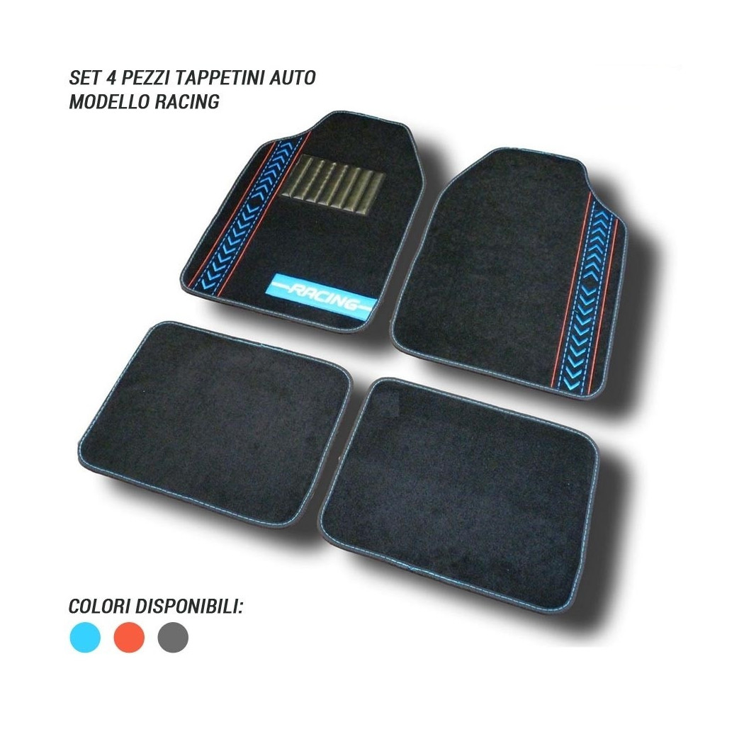foto del prodotto trade shop traesio tappetini per auto universali antiscivolo set tappeti 4pz. 3 colori racing 