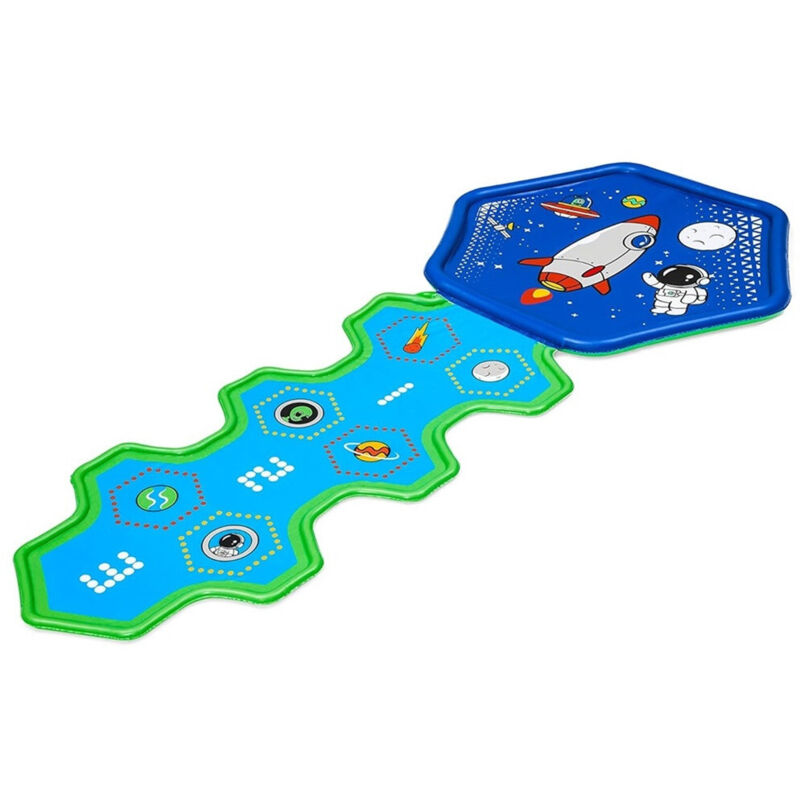 foto del prodotto trade shop traesio - tappetino gonfiabile con fontana spruzzi base spaziale 335x150cm adventure 52571 -