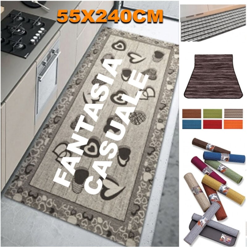 foto del prodotto trade shop traesio tappeto antiscivolo fondo gomma 55x240 cm per cucina bagno lavabile lavatrice 