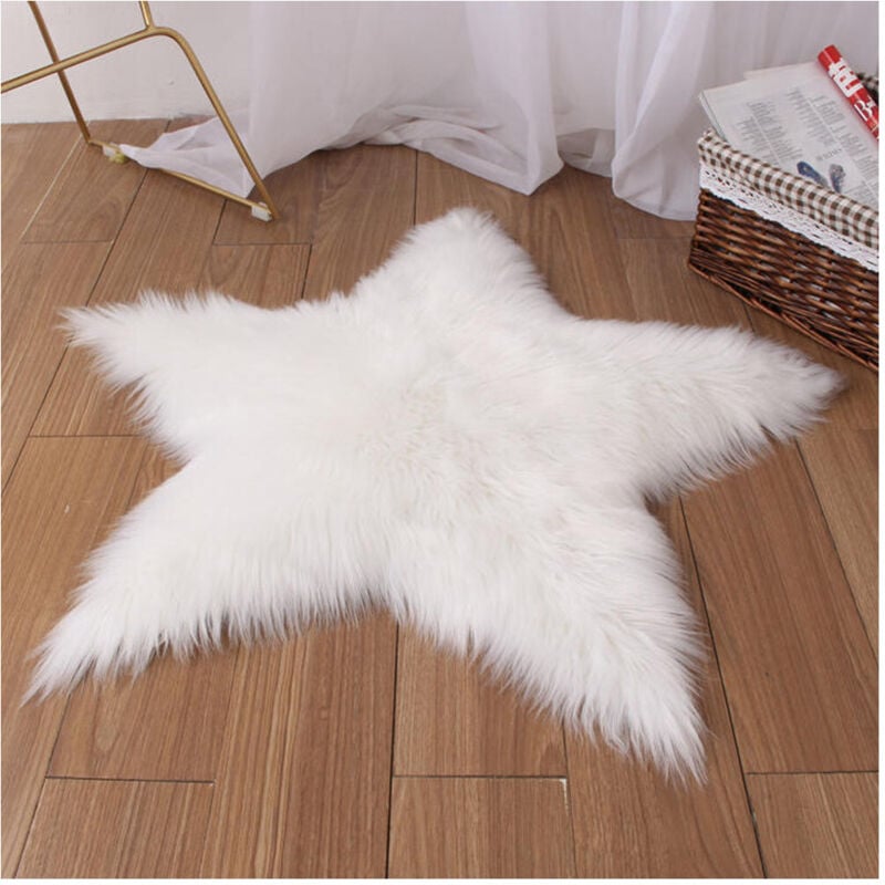 foto del prodotto trade shop traesio - tappeto cute stella pelliccia fluffy vari colori living stanza da letto 90x90 cm -
