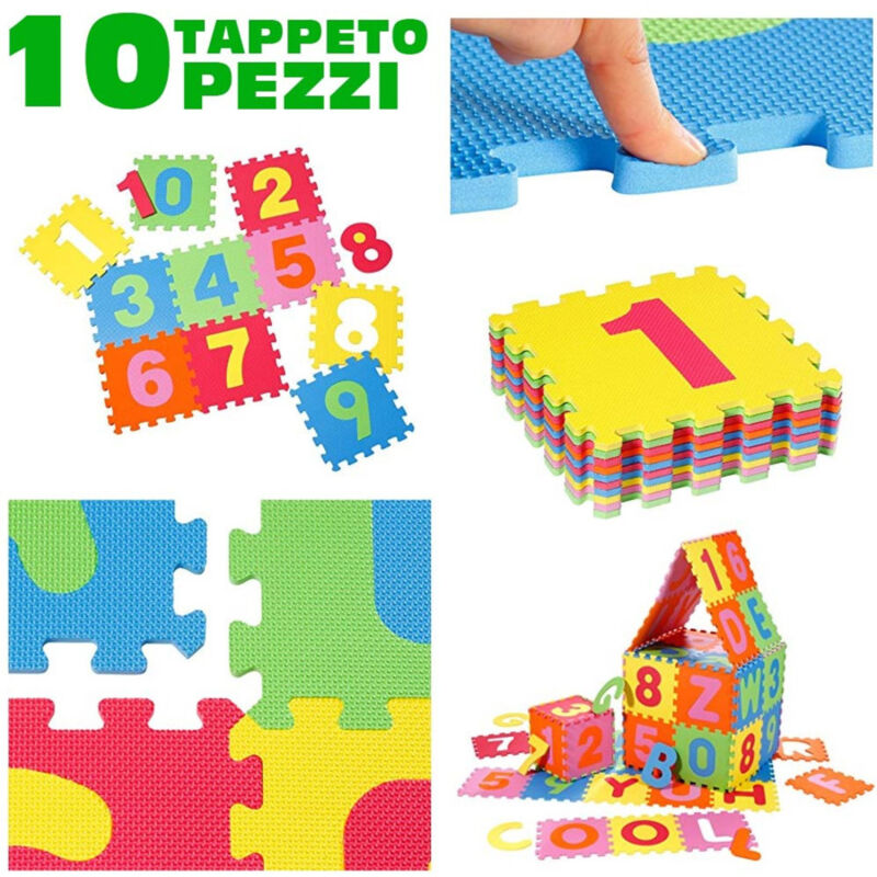 foto del prodotto trade shop traesio tappeto per bambini da pavimento 10 pz puzzle neonato antiurto atossico lavabile 